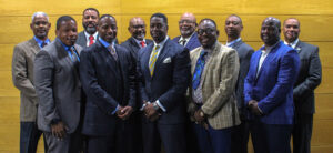 Project ELECT Committee members. From left to right, Dr. Eric Lewis, Dr. Van Rayford, Fred Cook, Rev. Jeffery Daniel, Bishop Willie Wilson, Robert Hall, Rev. O.J. Salters, Rev. Chris Traylor, Maurice Shumpert, Rev. Kenneth Miller, Kenneth Wheeler. Not in this photo: Ray Shoemaker